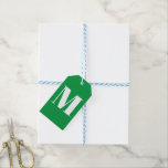 Modern monogram green white custom initial letter gift tags<br><div class="desc">Modern monogram green and white custom initial letter personalised Gift Tags.
Custom white initial or number,  green solid plain background.</div>