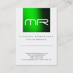 Modern Monogram Green White Cute Business Card