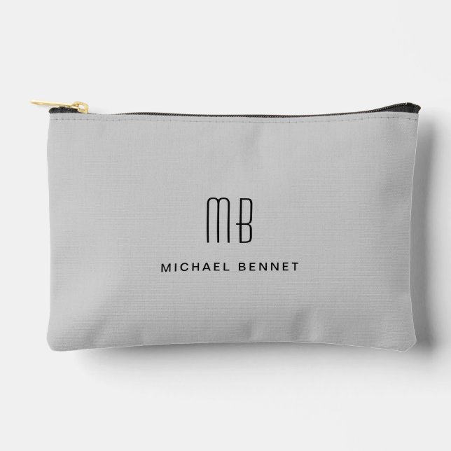Modern Monogram Grey Accessory Pouch (Front)