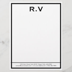 Modern Monogram Grey Border Company letterhead