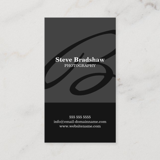 Modern Monogram Grey Business Card (Front)
