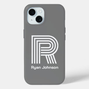 Modern Monogram Grey  iPhone 15 Case