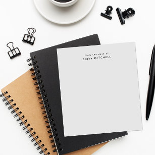 Modern Monogram Grey From The Desk of Stationery Notepad