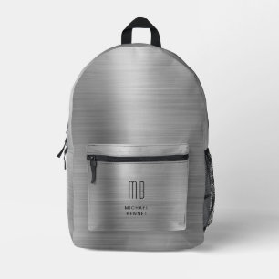 Modern Monogram Grey Printed Backpack