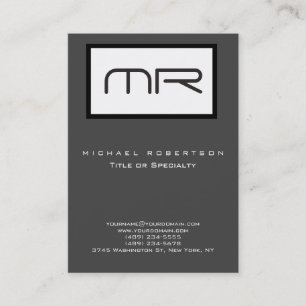 Modern Monogram Grey White Clean Business Card