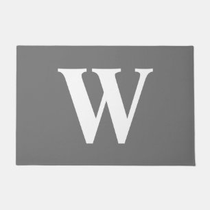 Modern Monogram Grey White Letter W Doormat
