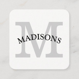 Modern Monogram Grey with Arc Text Square Business Card