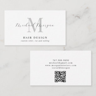 Modern Monogram Hair Stylist Business Card