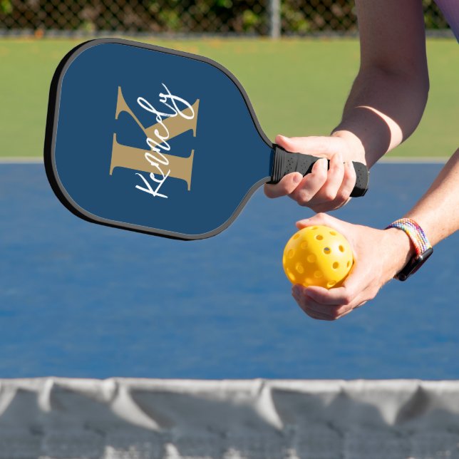 Modern Monogram Hand Script Name Custom Colour Pickleball Paddle (Insitu)