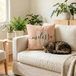 Modern Monogram Handwriting Calligraphy Name Cushion<br><div class="desc">Modern monogram with handwriting calligraphy name.</div>