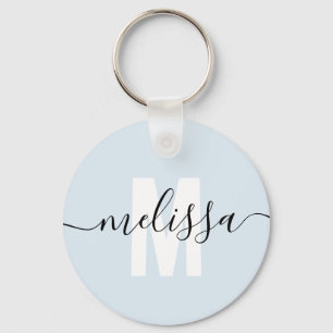 Modern Monogram Handwriting Script Name Simple Key Ring