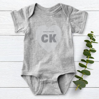 Modern Monogram Heart Newborn Gray Outfit Custom Baby Bodysuit