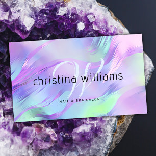 Modern Monogram Holographic Business Card