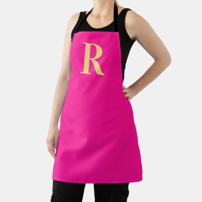 Modern Monogram Hot Pink Apron (Insitu)