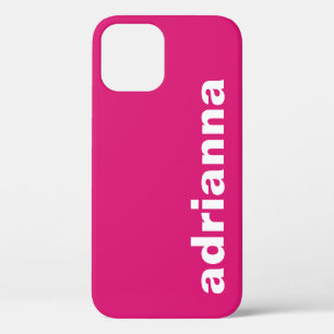 Modern Monogram Hot Pink iPhone 12 Case
