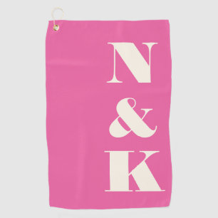 Modern Monogram Hot Pink Custom Bridal Party Golf Towel