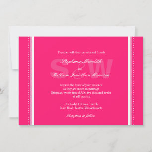 Modern Monogram Hot Pink Wedding Invitation