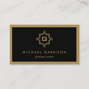 MODERN MONOGRAM in Black & Gold Business Card