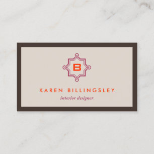 MODERN MONOGRAM in Tan/Plum/Orange Business Card