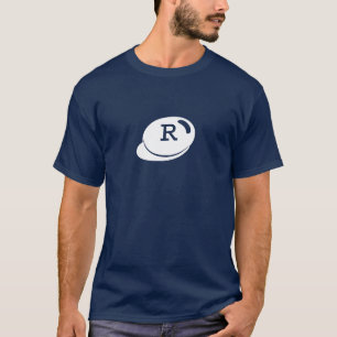 Modern Monogram Initial Add Your Text Navy Blue T-Shirt
