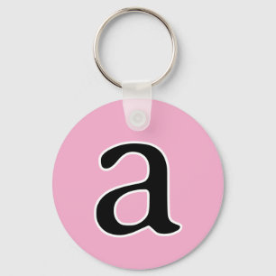 Modern Monogram Initial Alphabet Letter a Pink  Key Ring