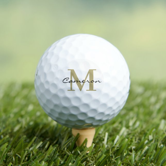 Modern Monogram Initial and Name Personalised Golf Balls (Insitu Tee)
