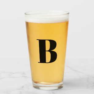 Modern Monogram Initial Beer  Glass