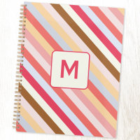 Modern Monogram Initial Diagonal Candy Stripe