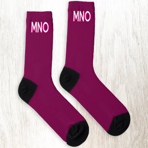 Modern Monogram Initial Drop Shadow Cherry Pink Socks