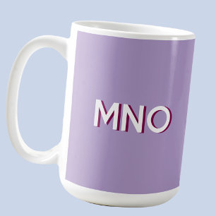 Modern Monogram Initial Drop Shadow Lilac Coffee Mug