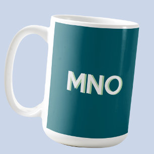 Modern Monogram Initial Drop Shadow Teal Green Coffee Mug