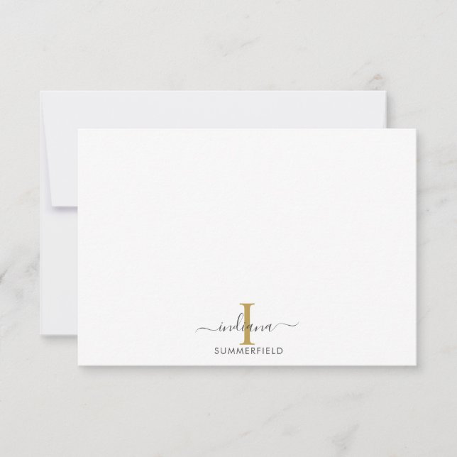 Modern Monogram Initial Elegant Script Business Card (Front)