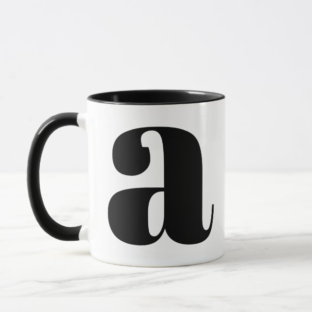 Modern Monogram Initial Letter Black and White A Mug (Left)