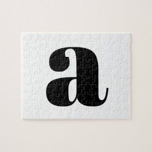 Modern Monogram Initial Letter Black and White Jigsaw Puzzle
