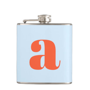Modern Monogram Initial Letter Blue Orange Wedding Hip Flask