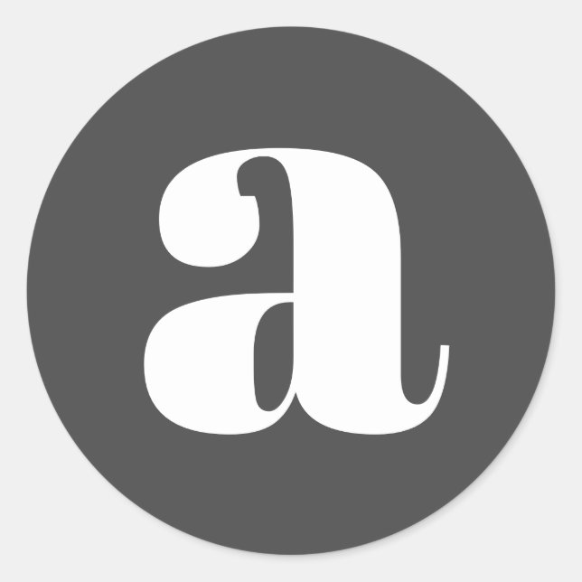 Modern Monogram Initial Letter Classic Black White Round Sticker (Front)