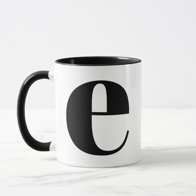 Modern Monogram Initial Letter E Black and White Mug (Left)