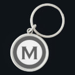 Modern Monogram Initial Letter Grey<br><div class="desc">Modern monogrammed keychain with monogram initial in grey and white.</div>