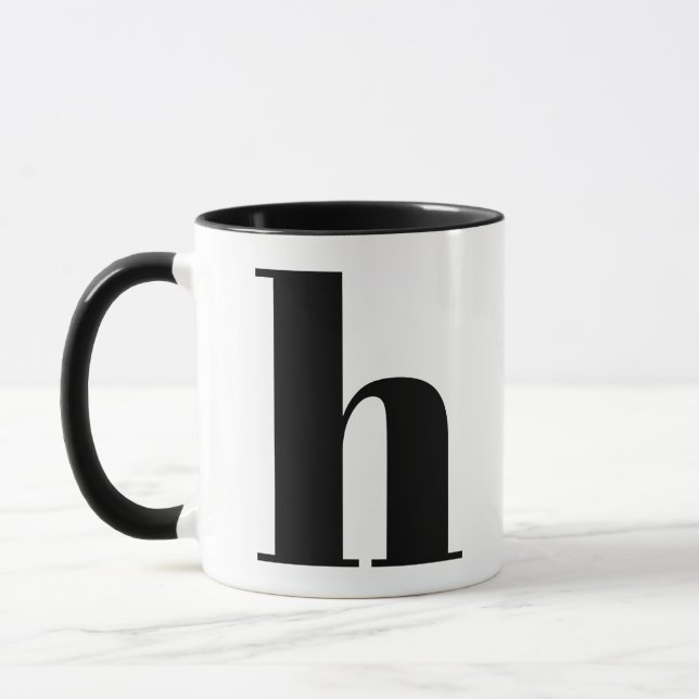 Modern Monogram Initial Letter h Black and White Mug (Left)