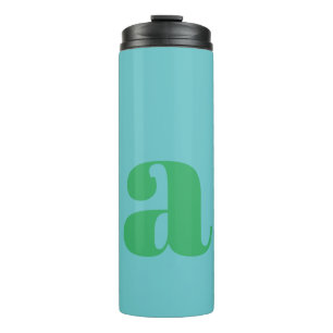 Modern Monogram Initial Letter in Blue and Green Thermal Tumbler