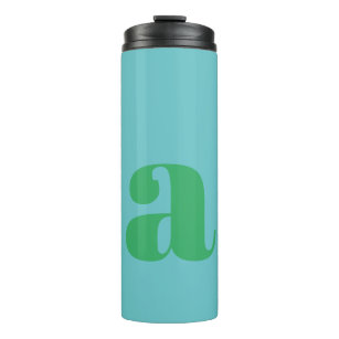 Modern Monogram Initial Letter in Blue and Green Thermal Tumbler