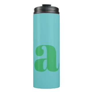 Modern Monogram Initial Letter in Blue and Green Thermal Tumbler