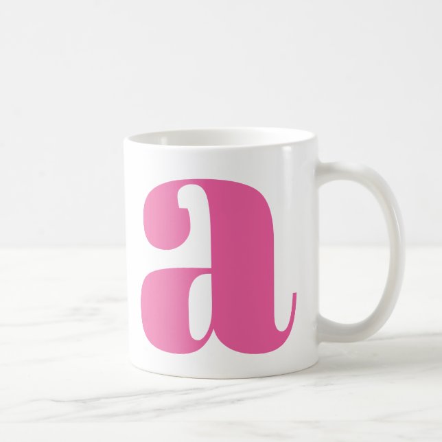 Modern Monogram Initial Letter in Hot Pink Coffee Mug (Right)