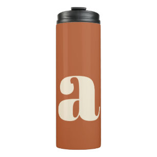 Modern Monogram Initial Letter in Rust and Cream Thermal Tumbler