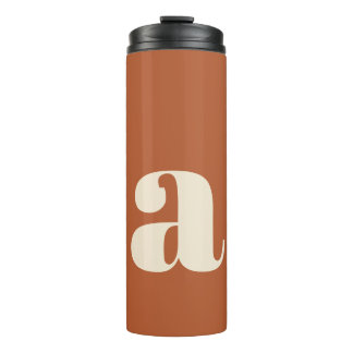 Modern Monogram Initial Letter in Rust and Cream Thermal Tumbler