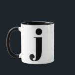 Modern Monogram Initial Letter J Black and White Mug<br><div class="desc">Cute modern j monogram in black and white. If your preferred letter does not work on this mug,  please see the monogram mug collection for the letter you'd like or contact me.</div>