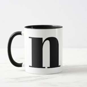Modern Monogram Initial Letter N Black and White Mug