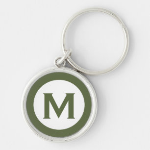  Modern Monogram Initial Letter Olive Key Ring