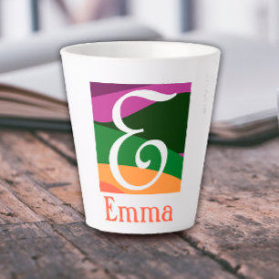 Modern Monogram Initial Letter orange  Latte Mug