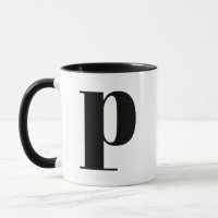 Modern Monogram Initial Letter p Black and White